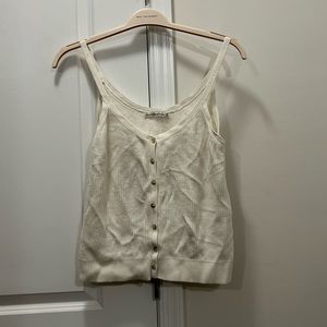 Abercrombie & Fitch Cream Button Up Knot Tank Top Size Medium